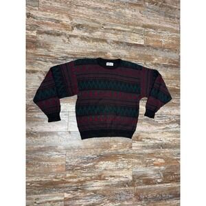 Vintage 90's Jantzen Geometric Sweater Size XL *See Info* Made In USA Red Green